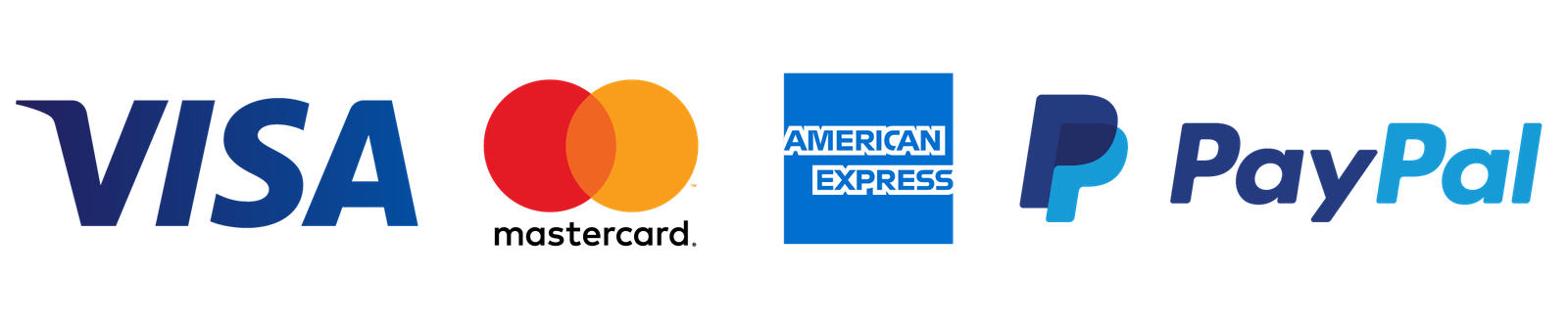 Visa, Mastercard, American Express, PayPal